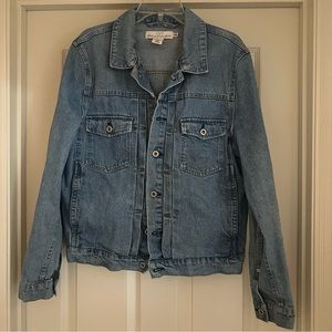 H&M LOGG Men's Jean Jacket Large Denim Trucker Distressed Light Wash